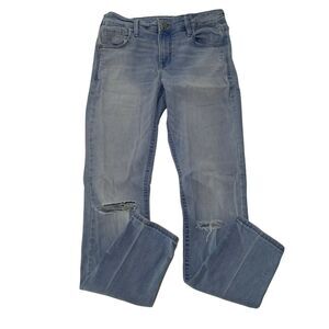 Old Navy Women's Super Skinny Jeans Size 2 Mid Rise Stretch Destructed Light